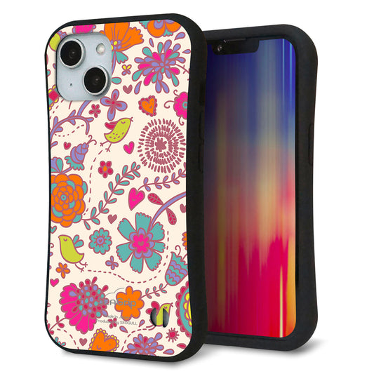 iPhone14 スマホケース 「SEA Grip」 グリップケース Sライン 【323 小鳥と花】 UV印刷