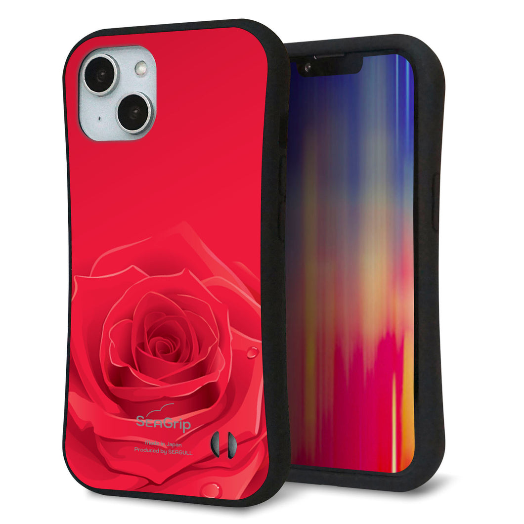 iPhone14 スマホケース 「SEA Grip」 グリップケース Sライン 【395 赤いバラ】 UV印刷
