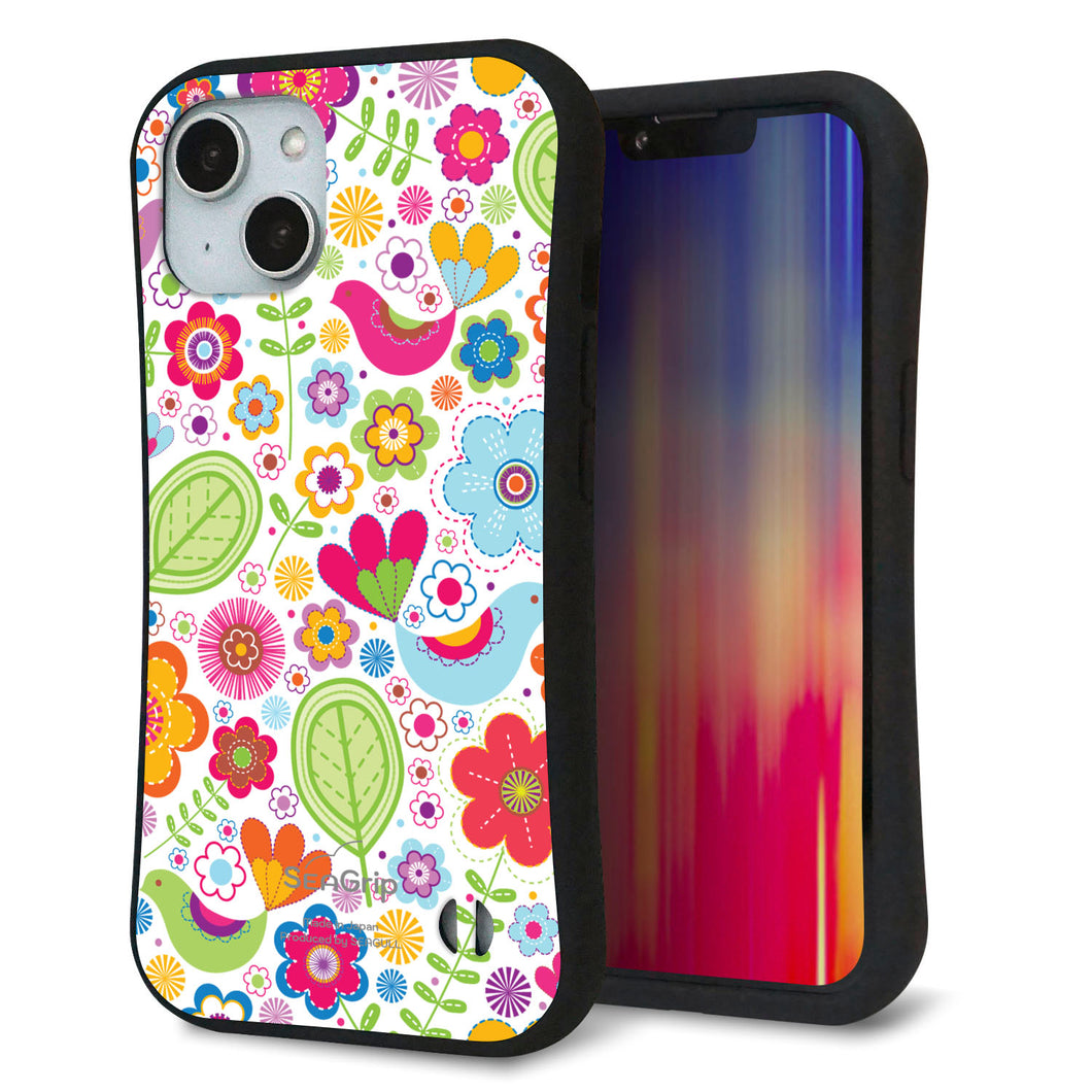 iPhone14 スマホケース 「SEA Grip」 グリップケース Sライン 【477 幸せな絵】 UV印刷