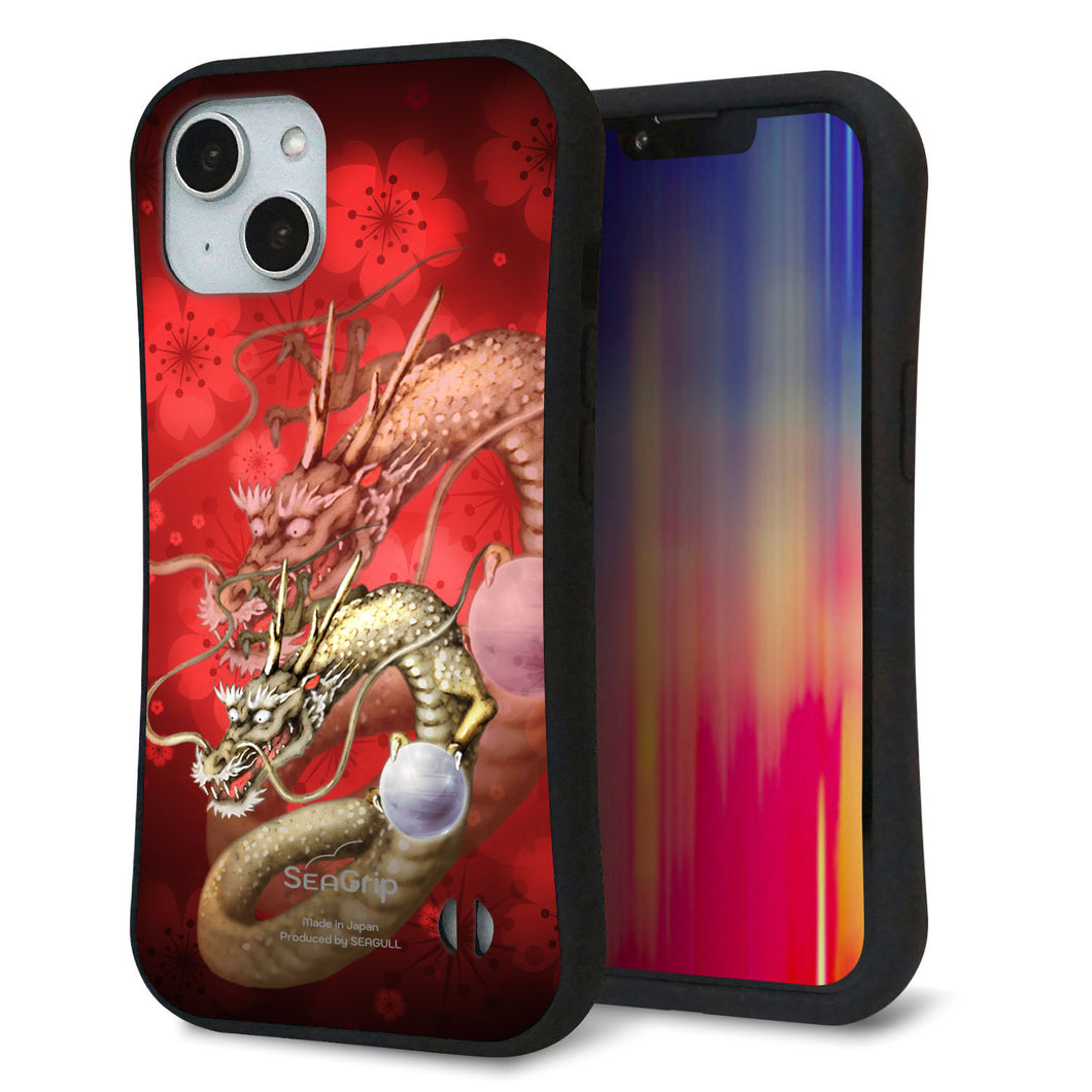 iPhone14 スマホケース 「SEA Grip」 グリップケース Sライン 【1004 桜と龍】 UV印刷
