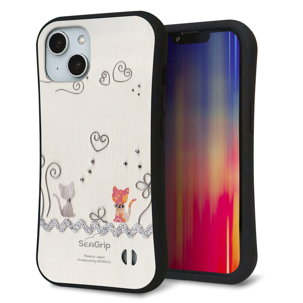 iPhone14 スマホケース 「SEA Grip」 グリップケース Sライン 【1103 クラフト写真ネコ】 UV印刷