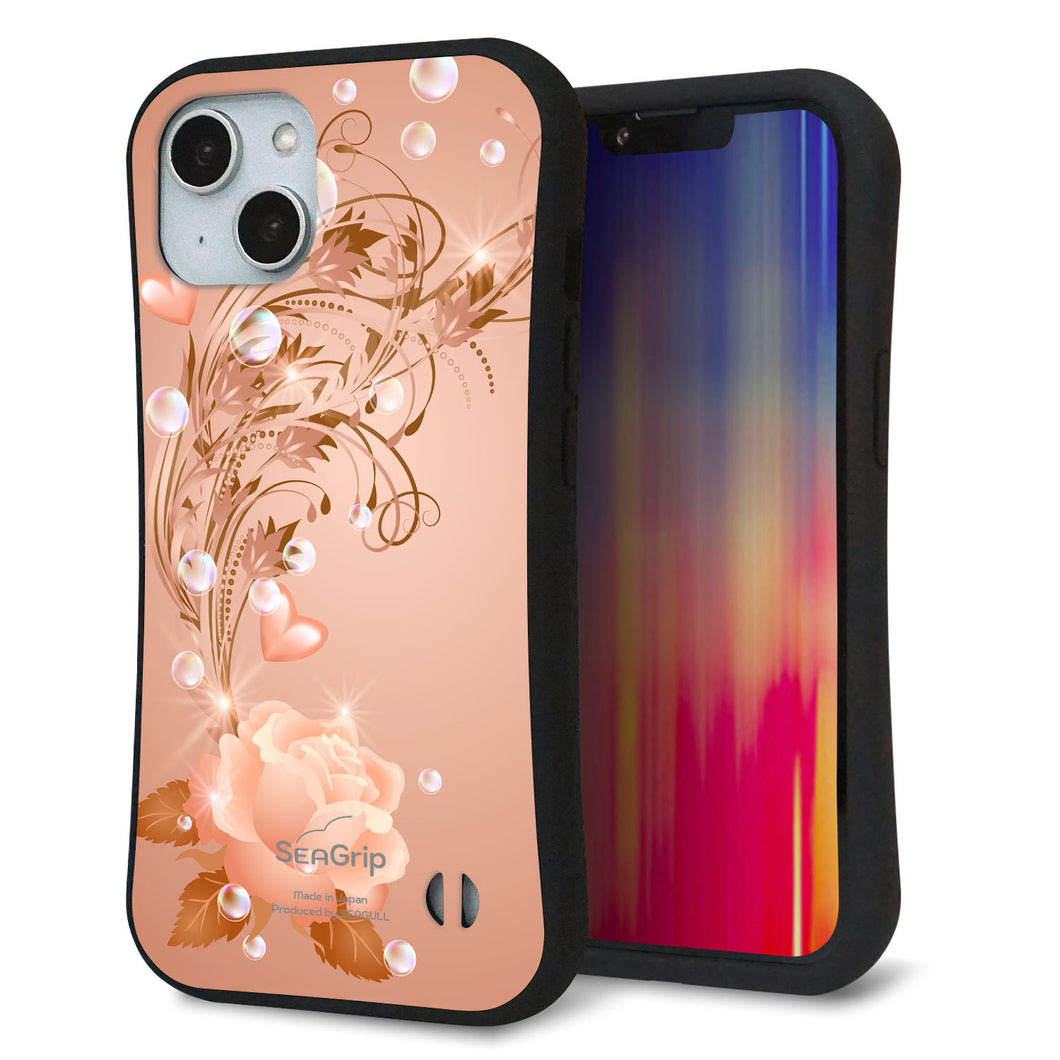 iPhone14 スマホケース 「SEA Grip」 グリップケース Sライン 【1178 ラブリーローズ】 UV印刷