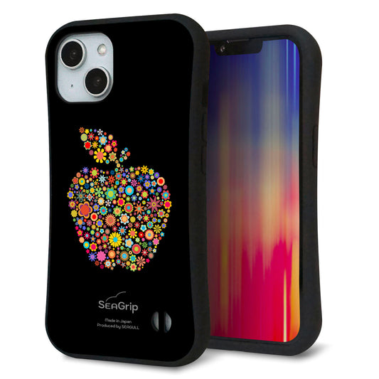 iPhone14 スマホケース 「SEA Grip」 グリップケース Sライン 【1195 カラフルアップル】 UV印刷