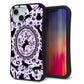 iPhone14 スマホケース 「SEA Grip」 グリップケース Sライン 【AG879 ネコがいっぱいダイヤ柄 パープル】 UV印刷