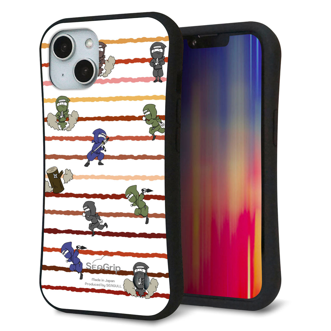 iPhone14 スマホケース 「SEA Grip」 グリップケース Sライン 【HA131 ニンジャ ブンシン ユウヤケ 】 UV印刷