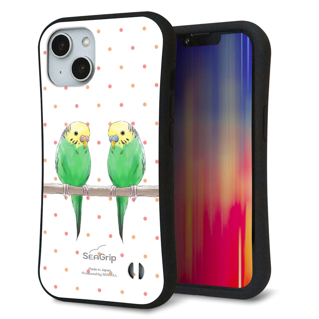 iPhone14 スマホケース 「SEA Grip」 グリップケース Sライン 【HA271 インコグリーン ドット】 UV印刷