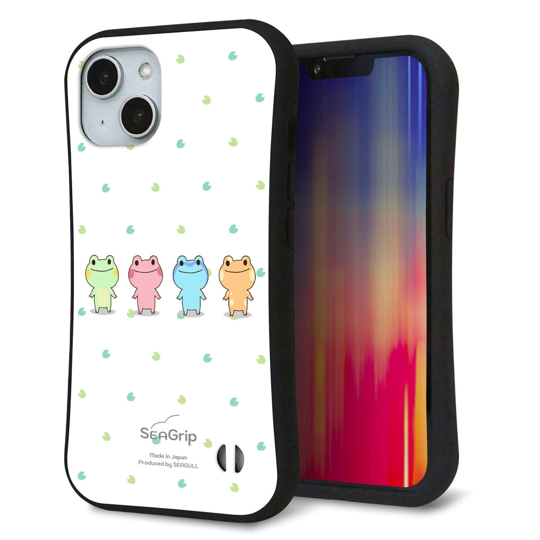 iPhone14 スマホケース 「SEA Grip」 グリップケース Sライン 【HA277 カエル 葉】 UV印刷