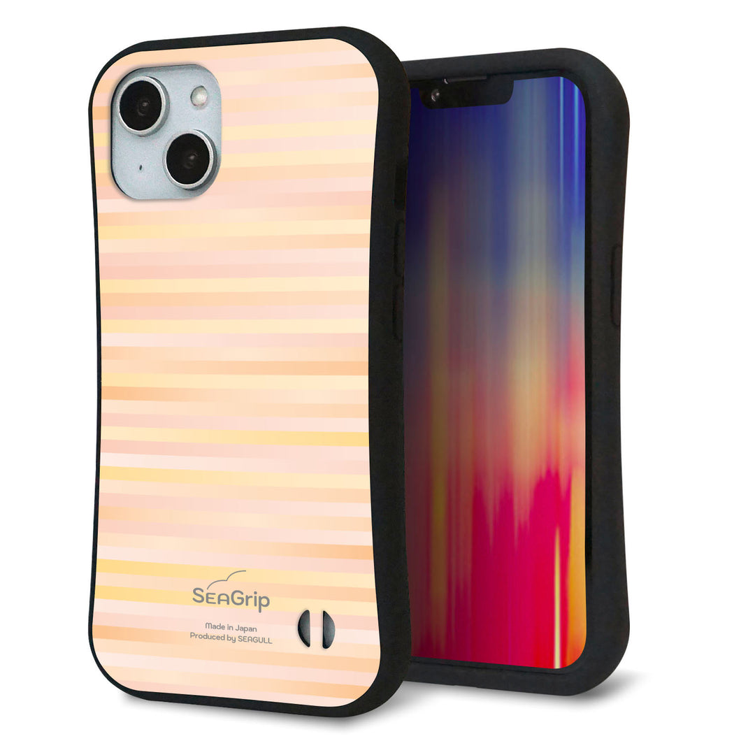 iPhone14 スマホケース 「SEA Grip」 グリップケース Sライン 【IB909 グラデーションボーダー_オレンジ】 UV印刷