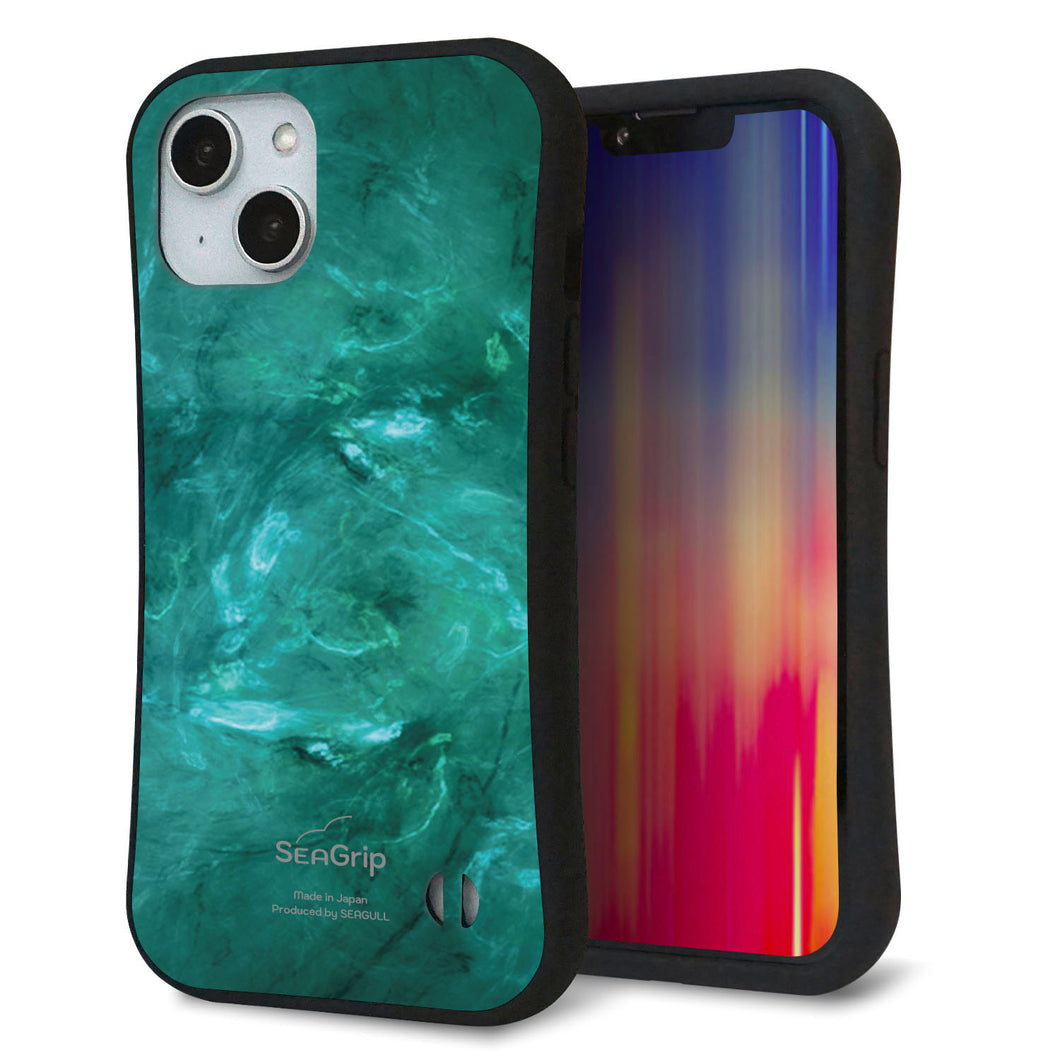 iPhone14 スマホケース 「SEA Grip」 グリップケース Sライン 【KM869 大理石GR】 UV印刷