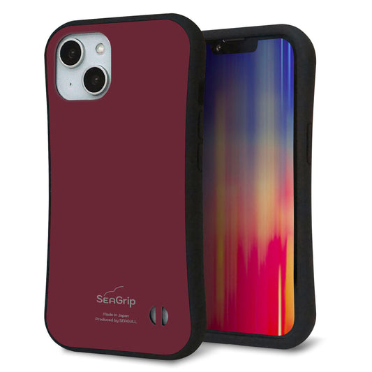 iPhone14 スマホケース 「SEA Grip」 グリップケース Sライン 【KM919 レトロカラー(バーガンディー)】 UV印刷