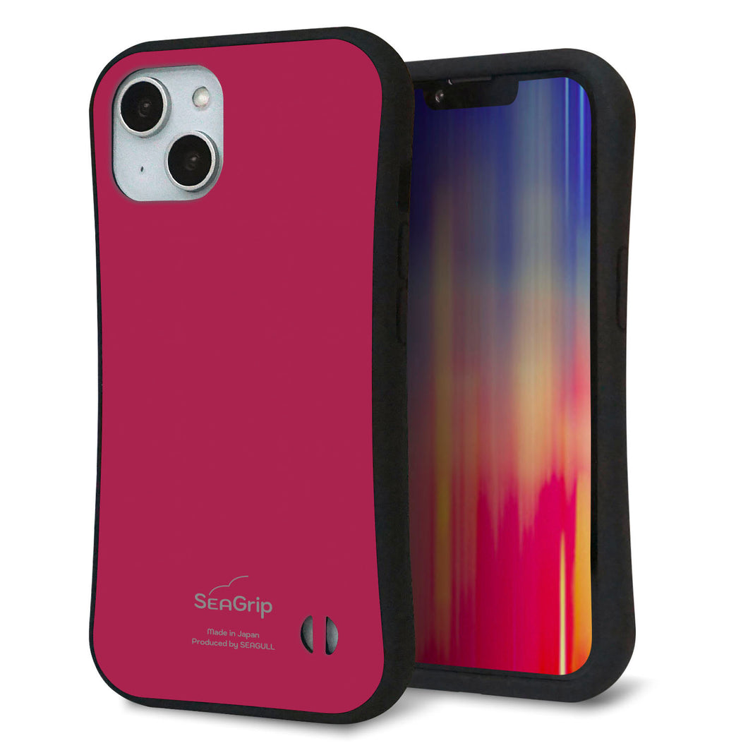 iPhone14 スマホケース 「SEA Grip」 グリップケース Sライン 【KM921 レトロカラー(ダークピンク)】 UV印刷