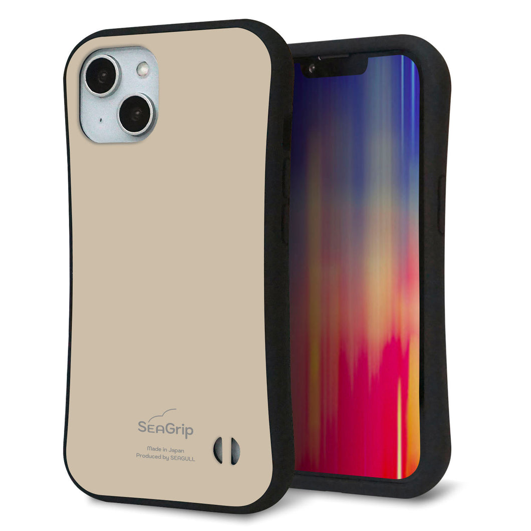 iPhone14 スマホケース 「SEA Grip」 グリップケース Sライン 【KM928 くすみカラー ベージュ】 UV印刷