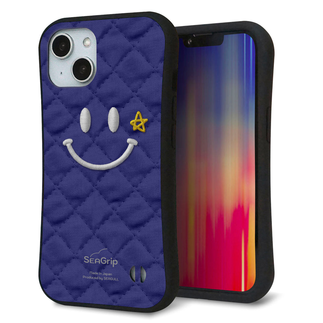 iPhone14 スマホケース 「SEA Grip」 グリップケース Sライン 【KM935 スマイル スター ブルー 】 UV印刷