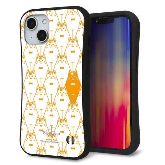 iPhone14 スマホケース 「SEA Grip」 グリップケース Sライン 【MA915 パターン ネコ】 UV印刷