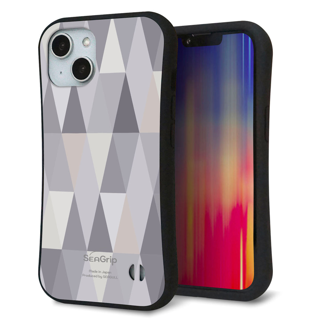 iPhone14 スマホケース 「SEA Grip」 グリップケース Sライン 【MG801 くすみブルー】 UV印刷