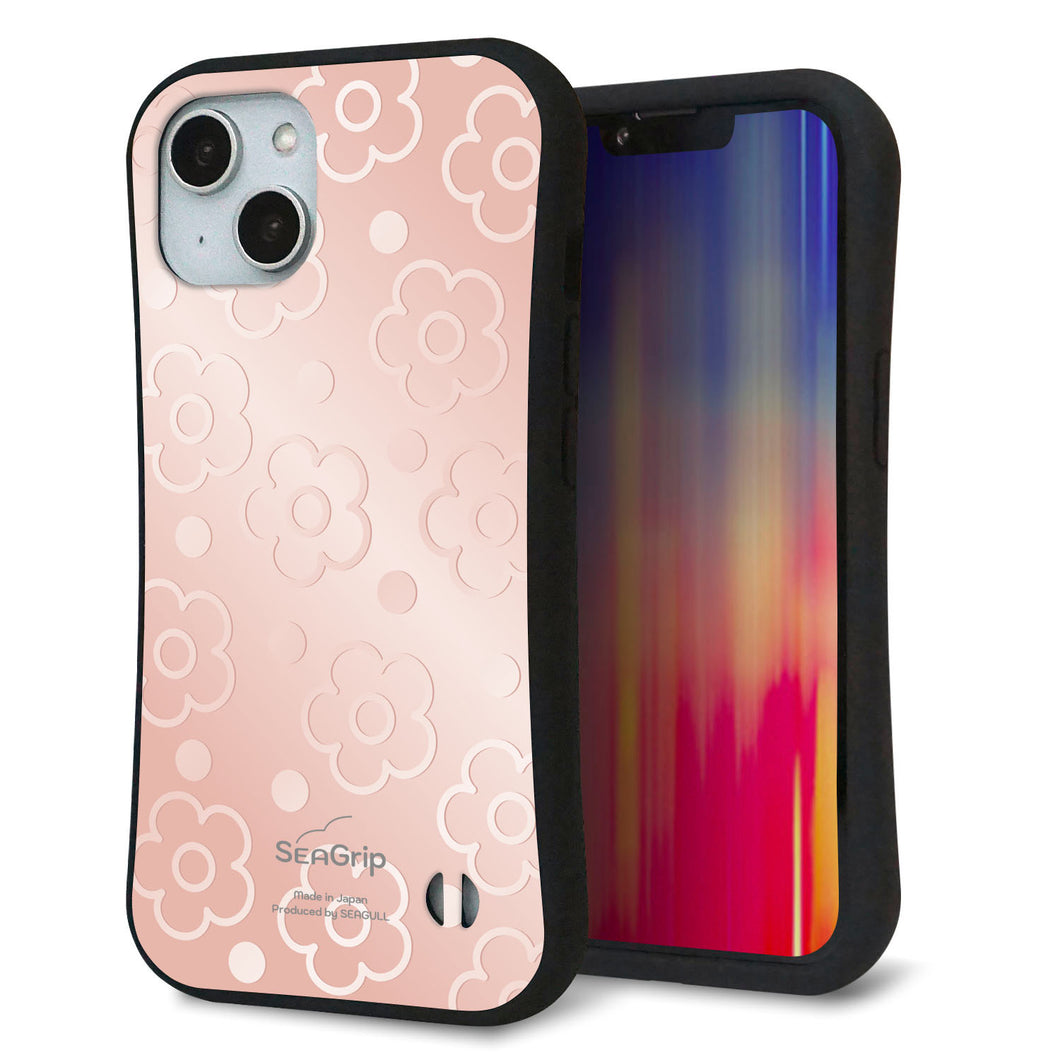 iPhone14 スマホケース 「SEA Grip」 グリップケース Sライン 【SC843 エンボス風デイジーシンプル（ローズピンク）】 UV印刷