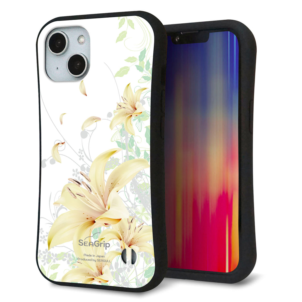 iPhone14 スマホケース 「SEA Grip」 グリップケース Sライン 【SC851 ユリ（ホワイト）】 UV印刷