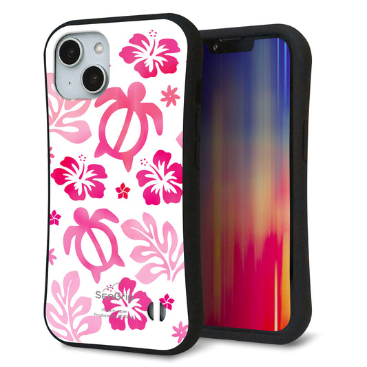 iPhone14 スマホケース 「SEA Grip」 グリップケース Sライン 【SC879 ハワイアンアロハホヌ（ピンク）】 UV印刷
