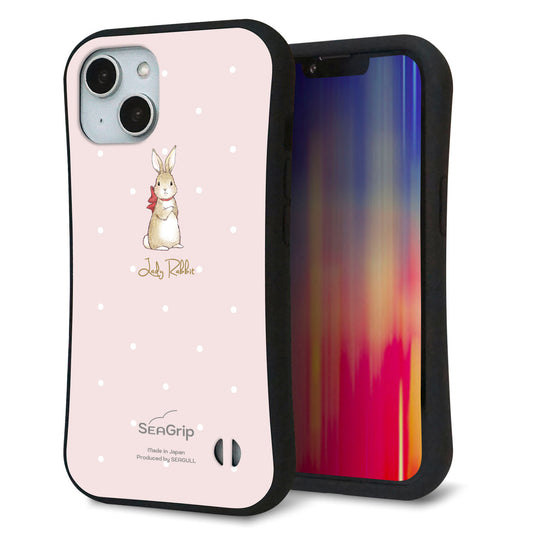 iPhone14 スマホケース 「SEA Grip」 グリップケース Sライン 【SC966 Lady Rabbit ベージュピンクhp】 UV印刷