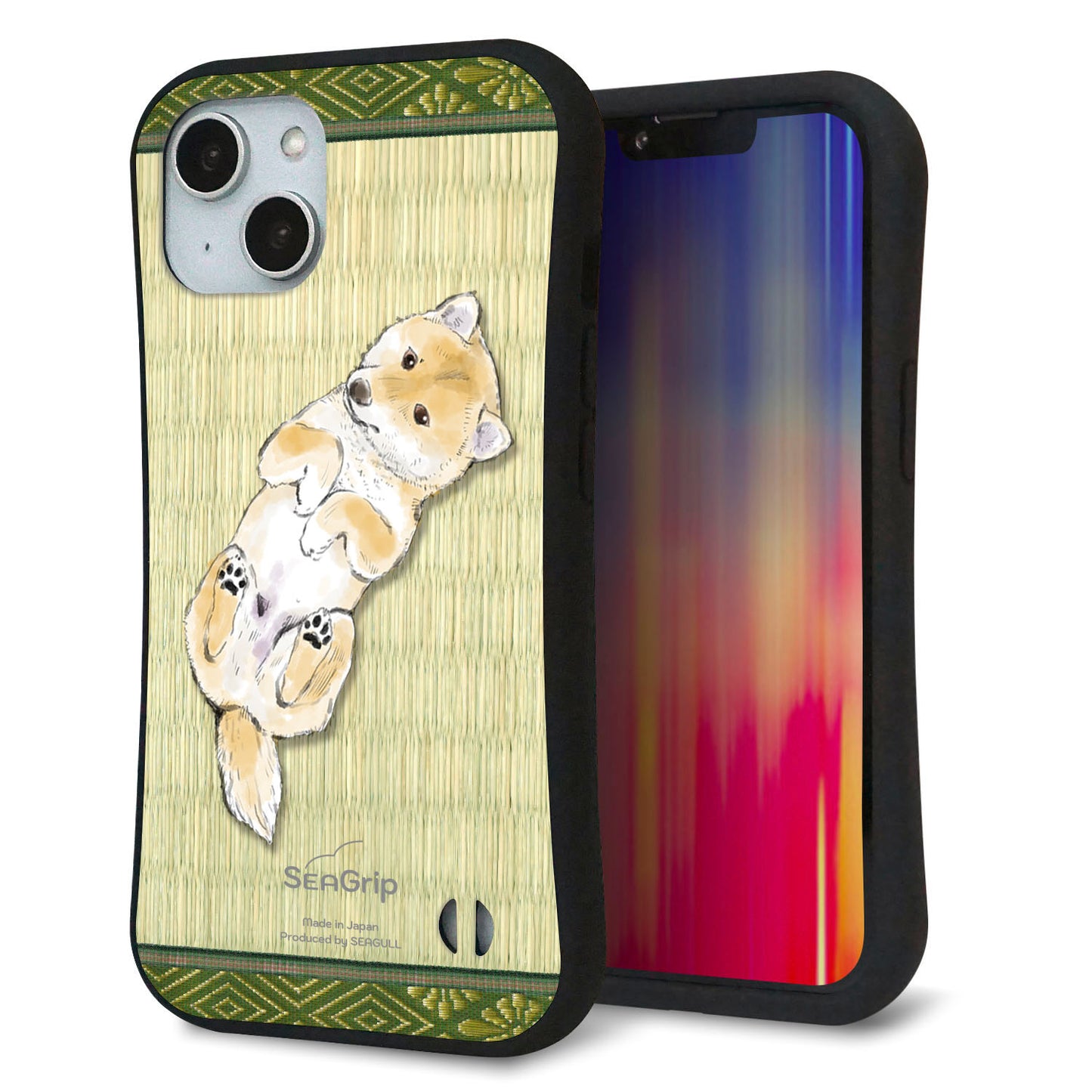 iPhone14 スマホケース 「SEA Grip」 グリップケース Sライン 【TA002 柴 畳】 UV印刷