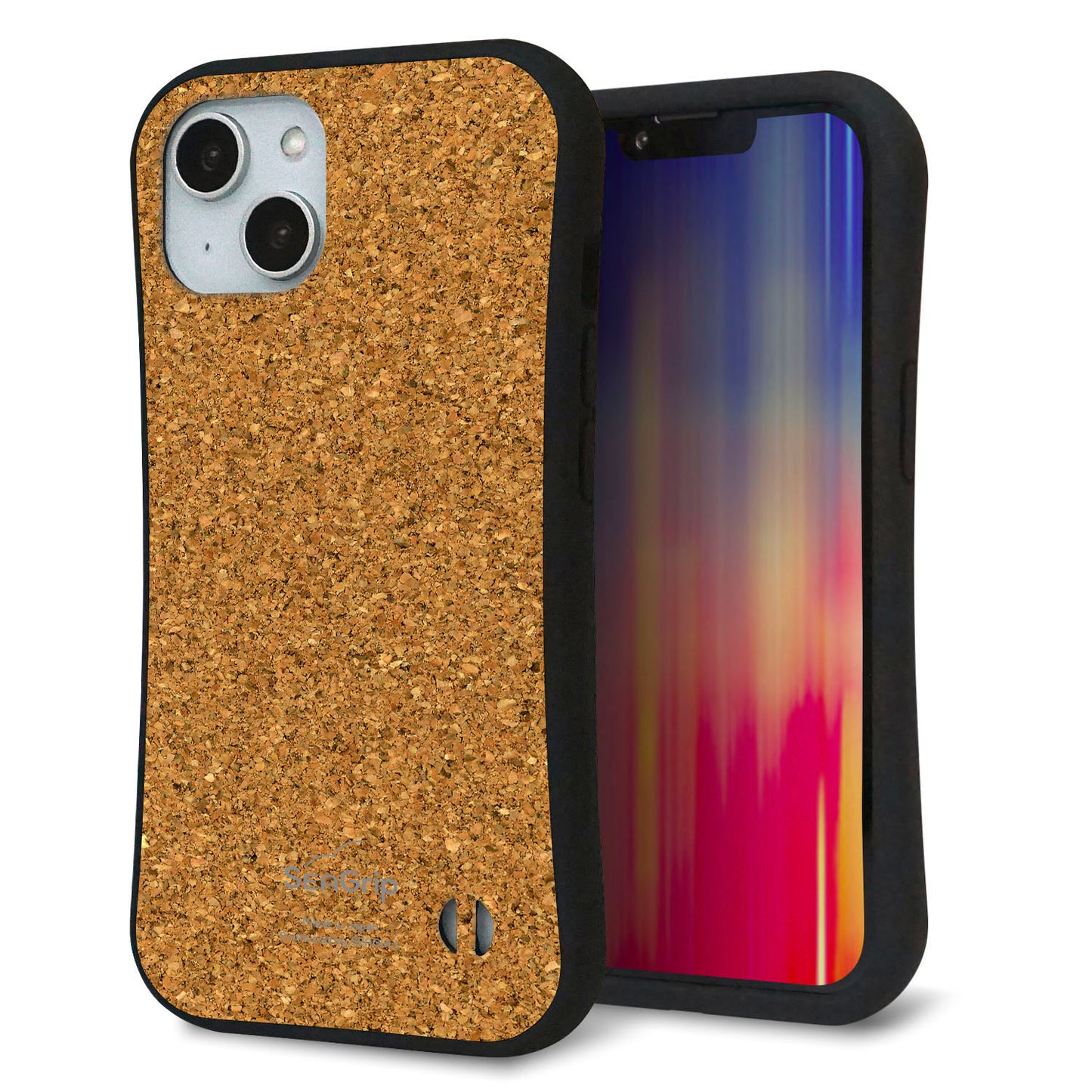 iPhone14 スマホケース 「SEA Grip」 グリップケース Sライン 【TA023 コルク調】 UV印刷