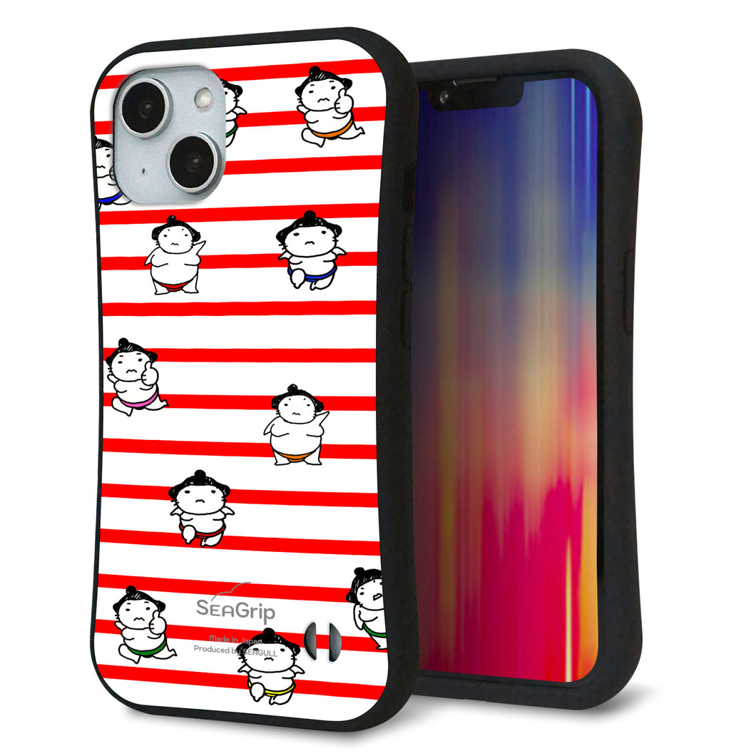 iPhone14 スマホケース 「SEA Grip」 グリップケース Sライン 【YK821 お相撲さん レッド】 UV印刷