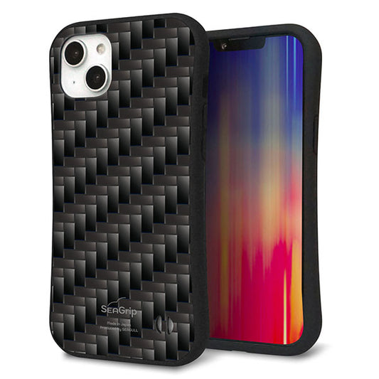 iPhone14 Plus スマホケース 「SEA Grip」 グリップケース Sライン 【461 カーボン】 UV印刷