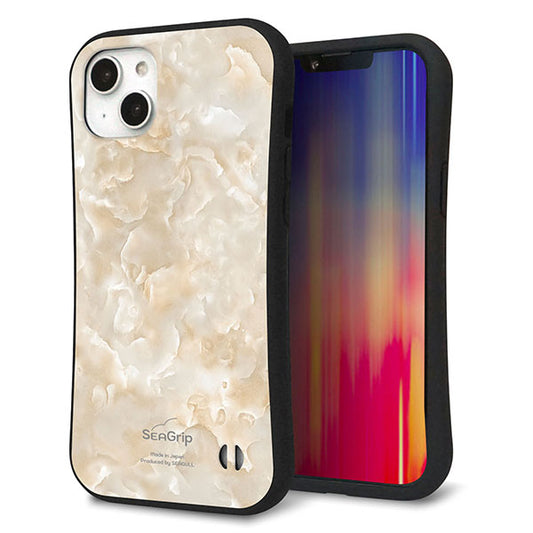 iPhone14 Plus スマホケース 「SEA Grip」 グリップケース Sライン 【KM872 大理石パール】 UV印刷