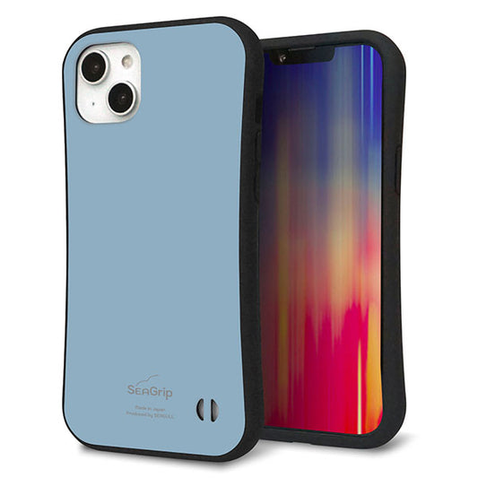 iPhone14 Plus スマホケース 「SEA Grip」 グリップケース Sライン 【KM932 くすみカラー ブルー】 UV印刷
