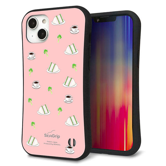 iPhone14 Plus スマホケース 「SEA Grip」 グリップケース Sライン 【NA802 アムロサンドイッチプリント Aピンク】 UV印刷