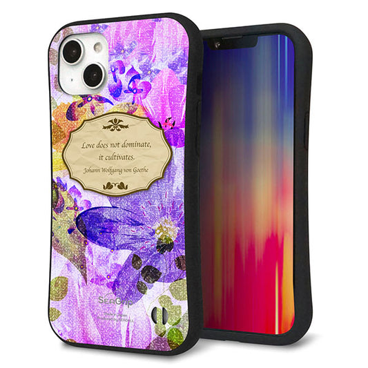 iPhone14 Plus スマホケース 「SEA Grip」 グリップケース Sライン 【SC863 リバティプリント フラワーエンブレム（パープル）】 UV印刷