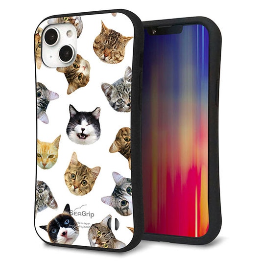iPhone14 Plus スマホケース 「SEA Grip」 グリップケース Sライン 【SC937 ねこどっと（ホワイト）】 UV印刷