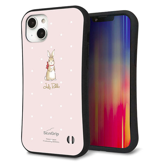 iPhone14 Plus スマホケース 「SEA Grip」 グリップケース Sライン 【SC966 Lady Rabbit ベージュピンクhp】 UV印刷