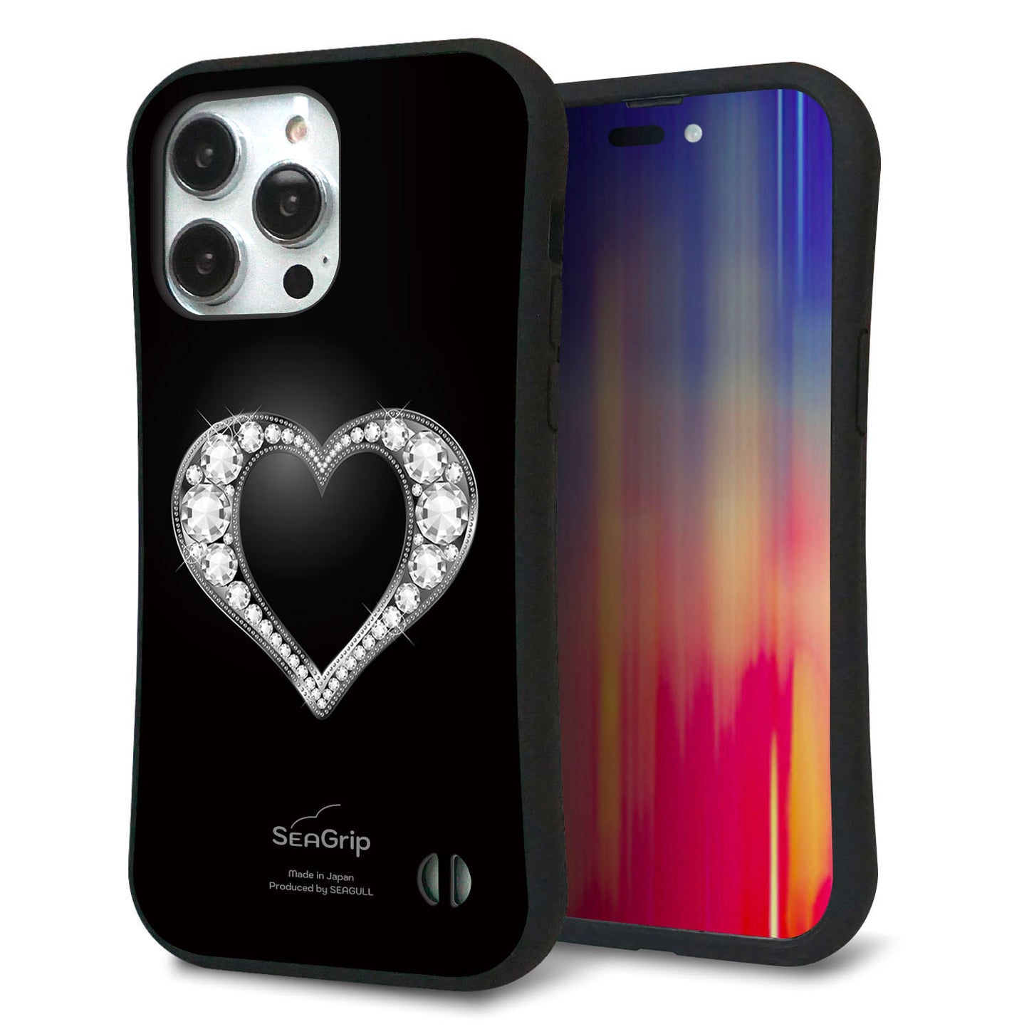 iPhone14 Pro Max スマホケース 「SEA Grip」 グリップケース Sライン 【041 ゴージャスハート】 UV印刷