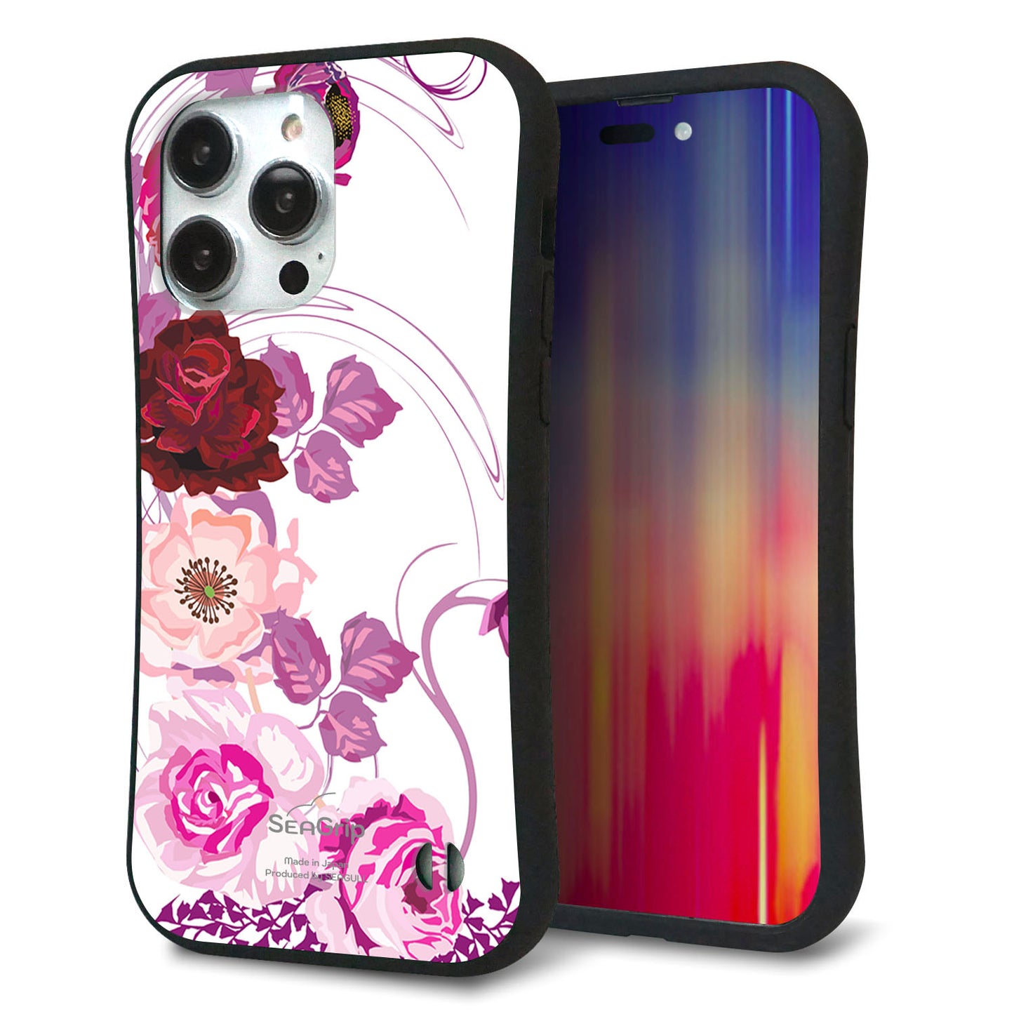 iPhone14 Pro Max スマホケース 「SEA Grip」 グリップケース Sライン 【116 ６月のバラ】 UV印刷