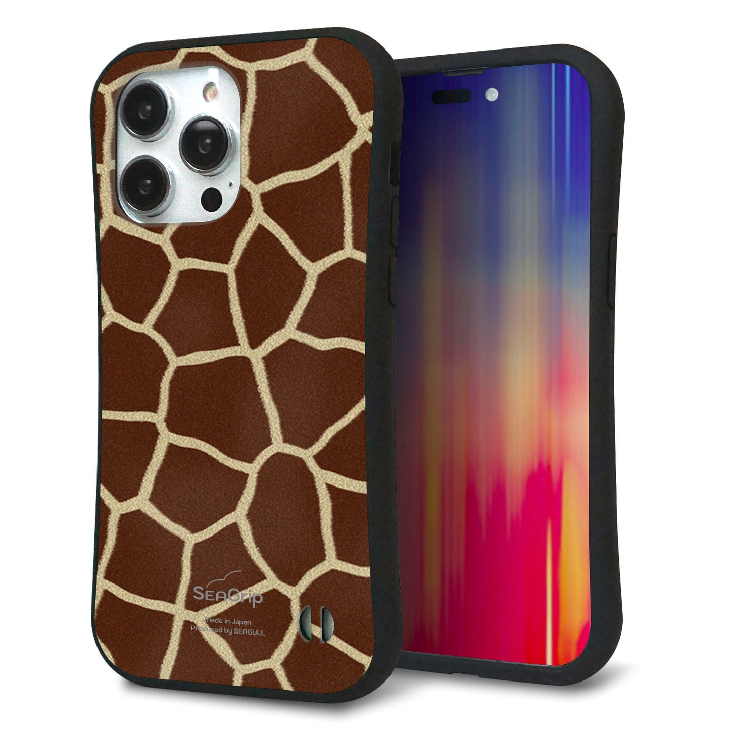 iPhone14 Pro Max スマホケース 「SEA Grip」 グリップケース Sライン 【209 キリンの背中】 UV印刷