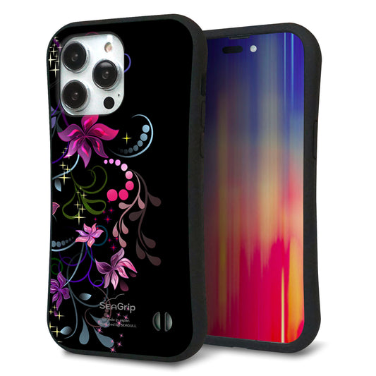 iPhone14 Pro Max スマホケース 「SEA Grip」 グリップケース Sライン 【263 闇に浮かぶ華】 UV印刷
