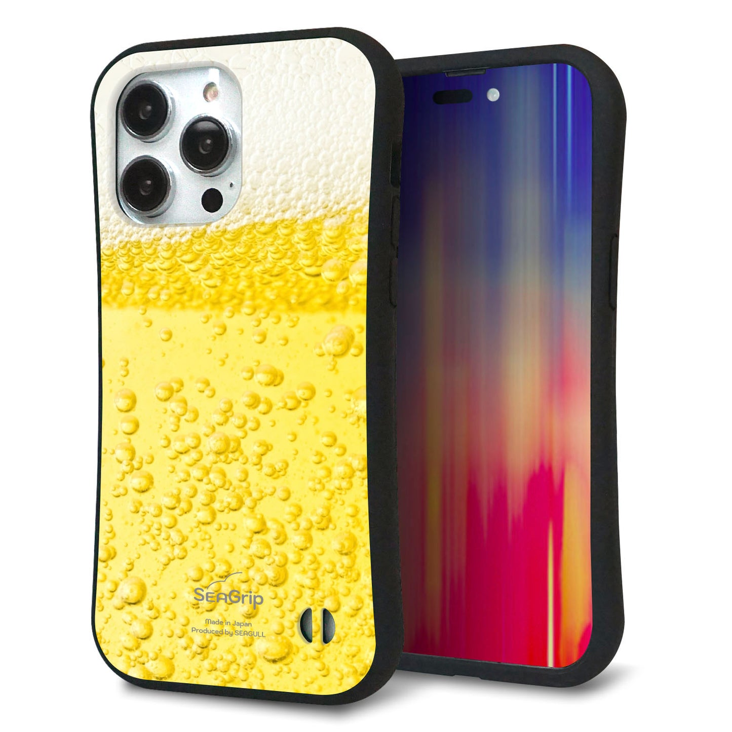 iPhone14 Pro Max スマホケース 「SEA Grip」 グリップケース Sライン 【450 生ビール】 UV印刷