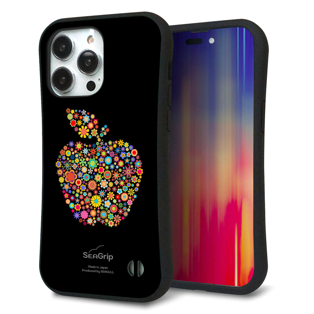 iPhone14 Pro Max スマホケース 「SEA Grip」 グリップケース Sライン 【1195 カラフルアップル】 UV印刷