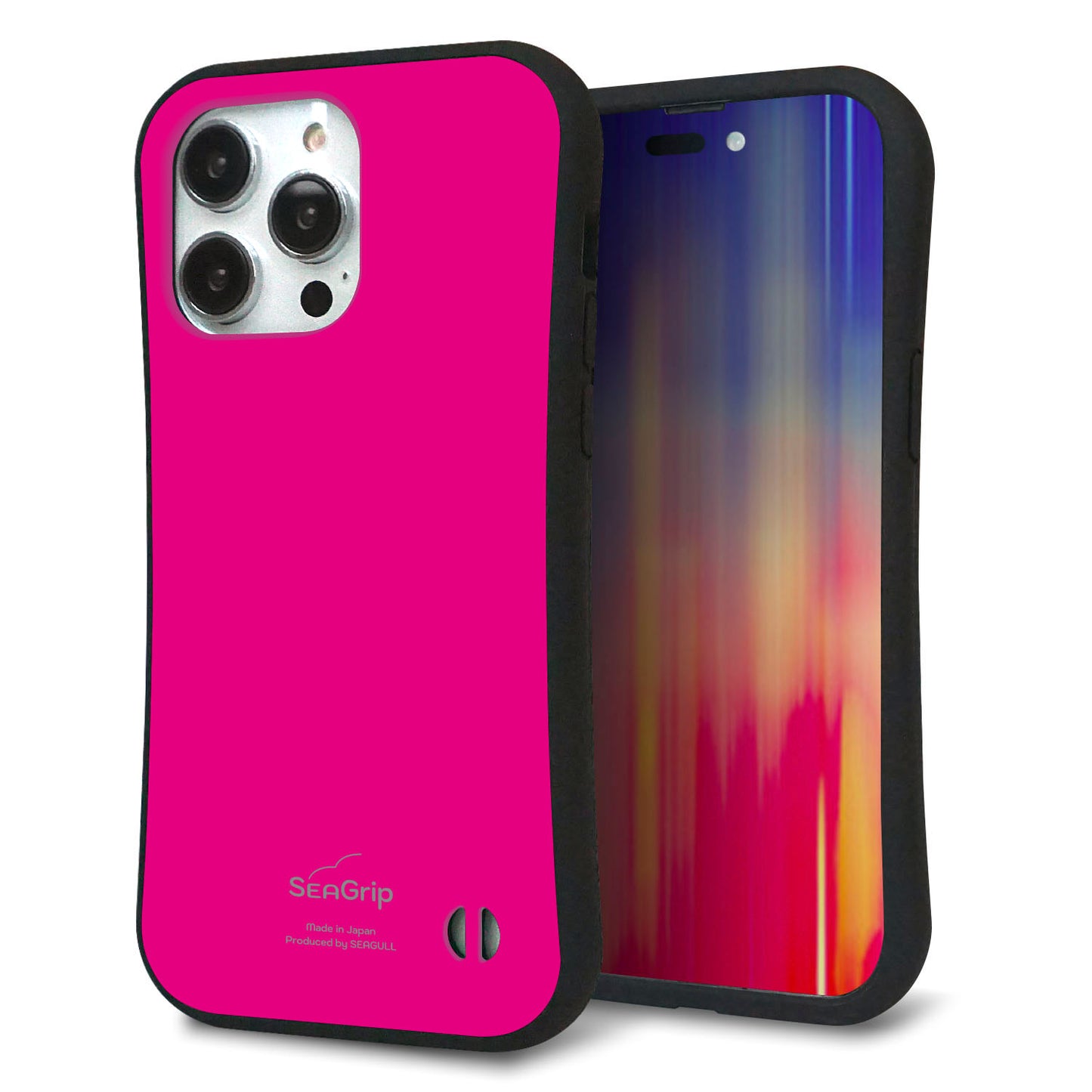 iPhone14 Pro Max スマホケース 「SEA Grip」 グリップケース Sライン 【KM910 ポップカラー(ピンク)】 UV印刷