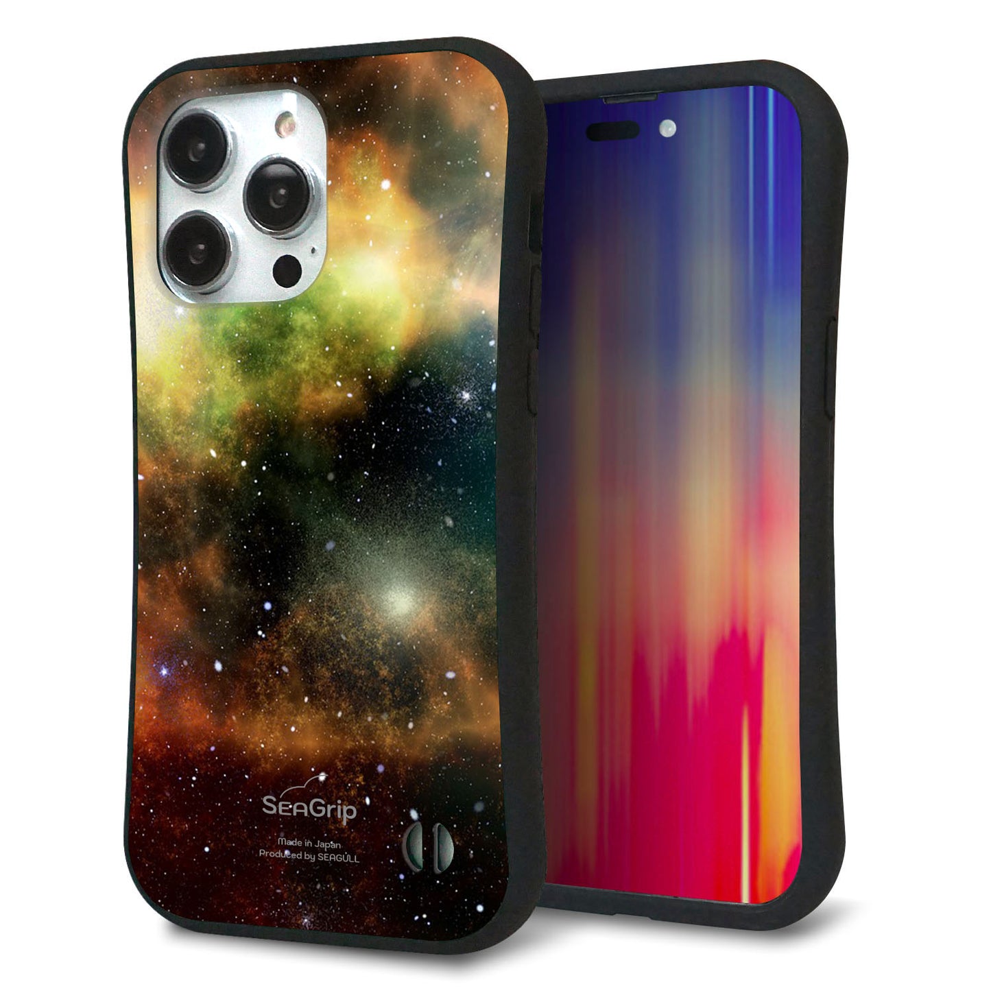 iPhone14 Pro Max スマホケース 「SEA Grip」 グリップケース Sライン 【KM926 Galaxias Yellow】 UV印刷