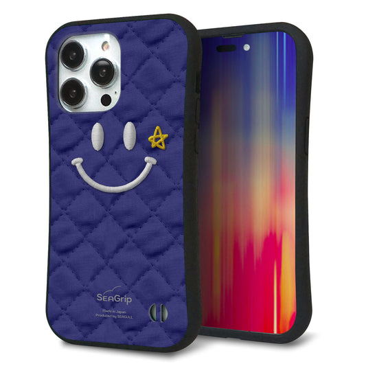 iPhone14 Pro Max スマホケース 「SEA Grip」 グリップケース Sライン 【KM935 スマイル スター ブルー 】 UV印刷