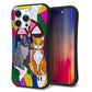 iPhone14 Pro Max スマホケース 「SEA Grip」 グリップケース Sライン 【MA995 ステンドグラス ネコ】 UV印刷