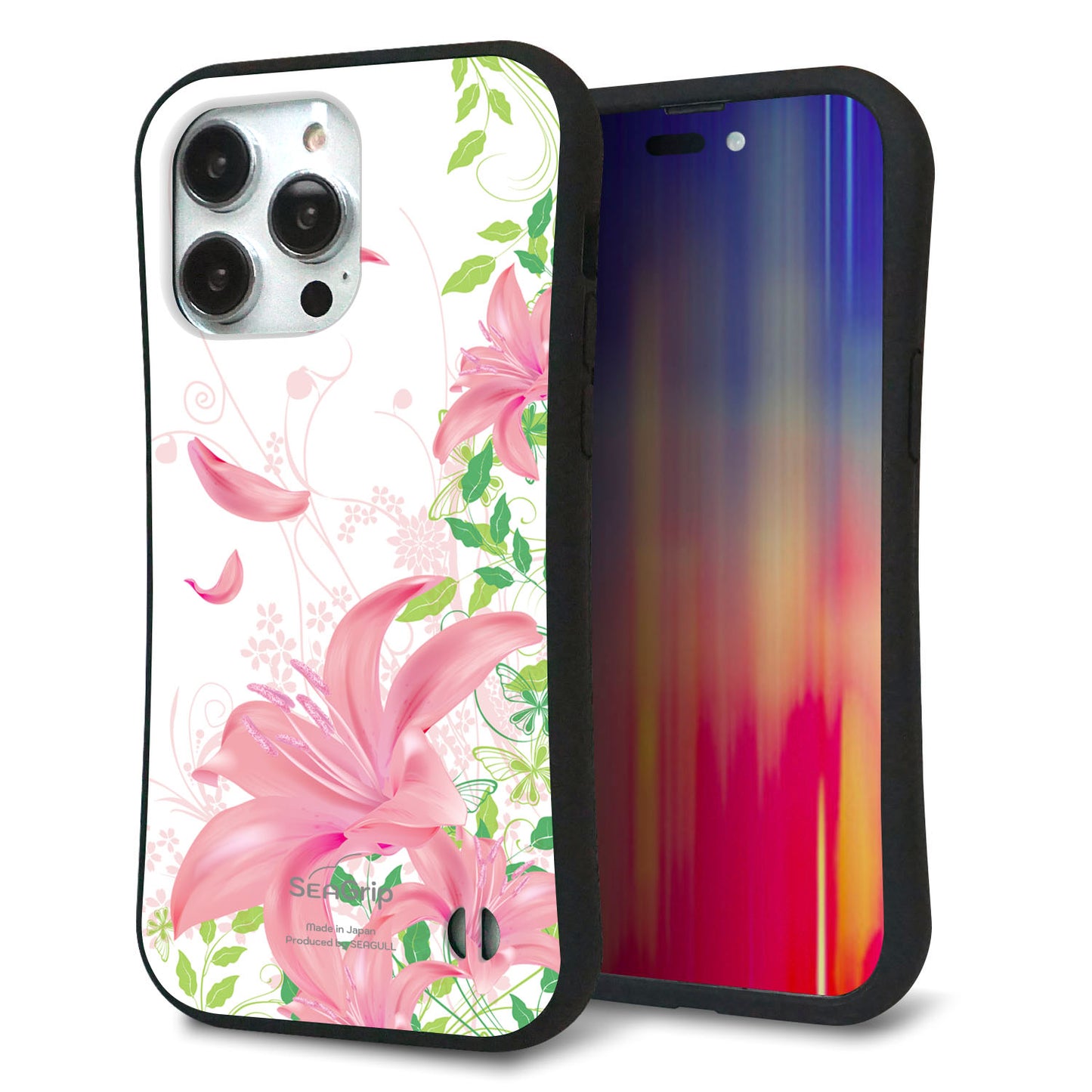 iPhone14 Pro Max スマホケース 「SEA Grip」 グリップケース Sライン 【SC849 ユリ（ピンク）】 UV印刷