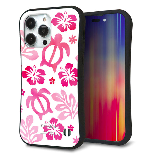 iPhone14 Pro Max スマホケース 「SEA Grip」 グリップケース Sライン 【SC879 ハワイアンアロハホヌ（ピンク）】 UV印刷