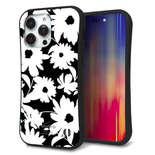 iPhone14 Pro Max スマホケース 「SEA Grip」 グリップケース Sライン 【SC915 花柄モノトーン 04】 UV印刷