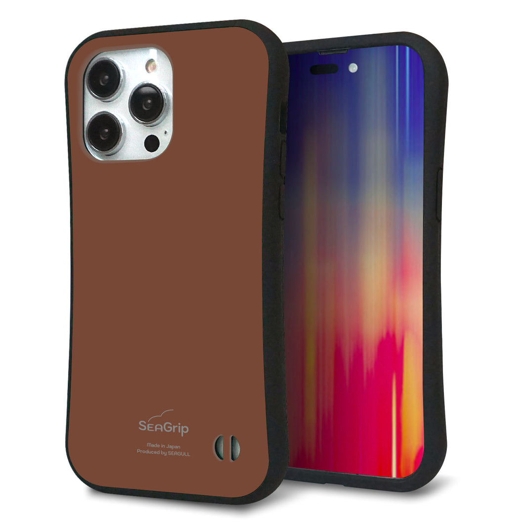 iPhone14 Pro Max スマホケース 「SEA Grip」 グリップケース Sライン 【TA022 レトロブラウン】 UV印刷