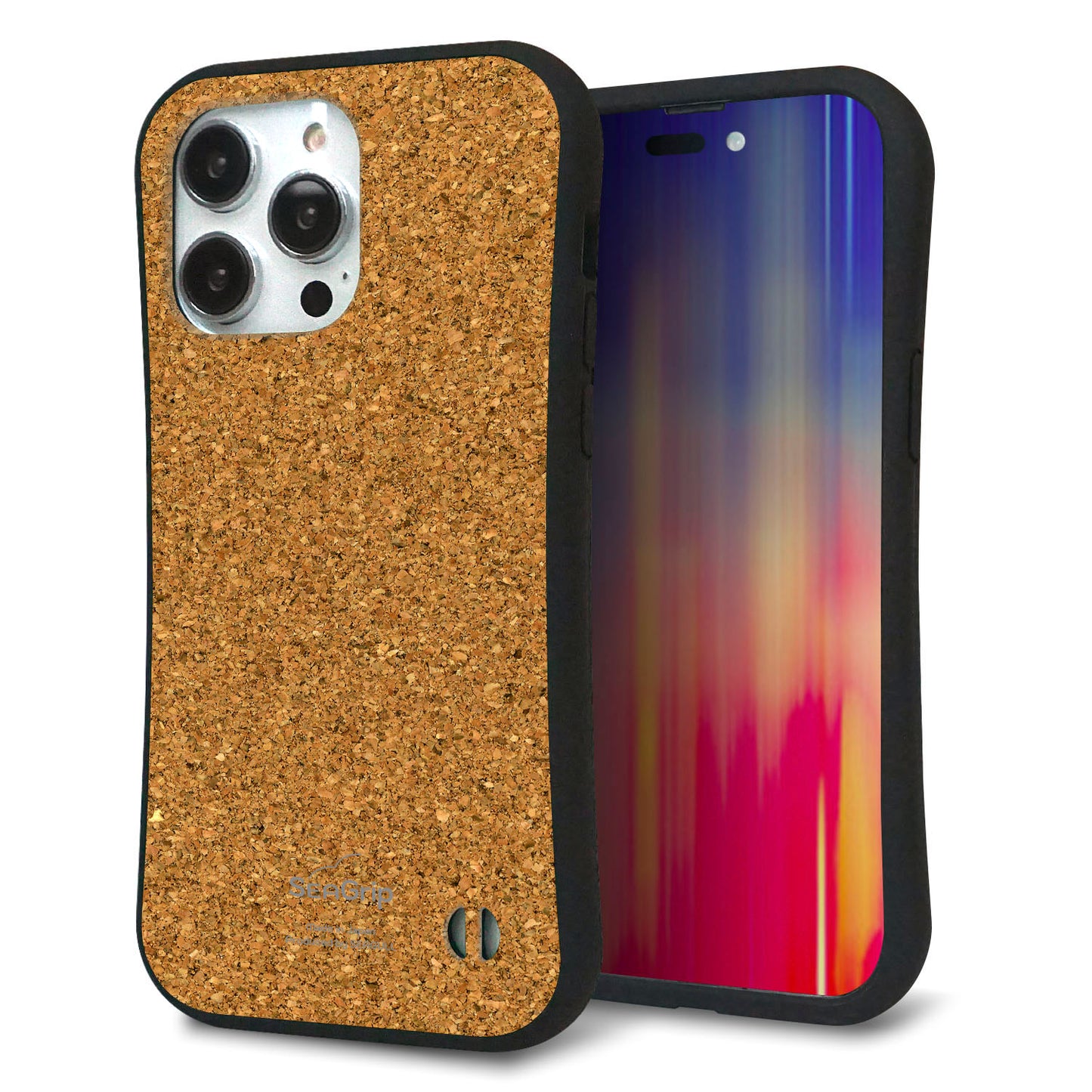 iPhone14 Pro Max スマホケース 「SEA Grip」 グリップケース Sライン 【TA023 コルク調】 UV印刷