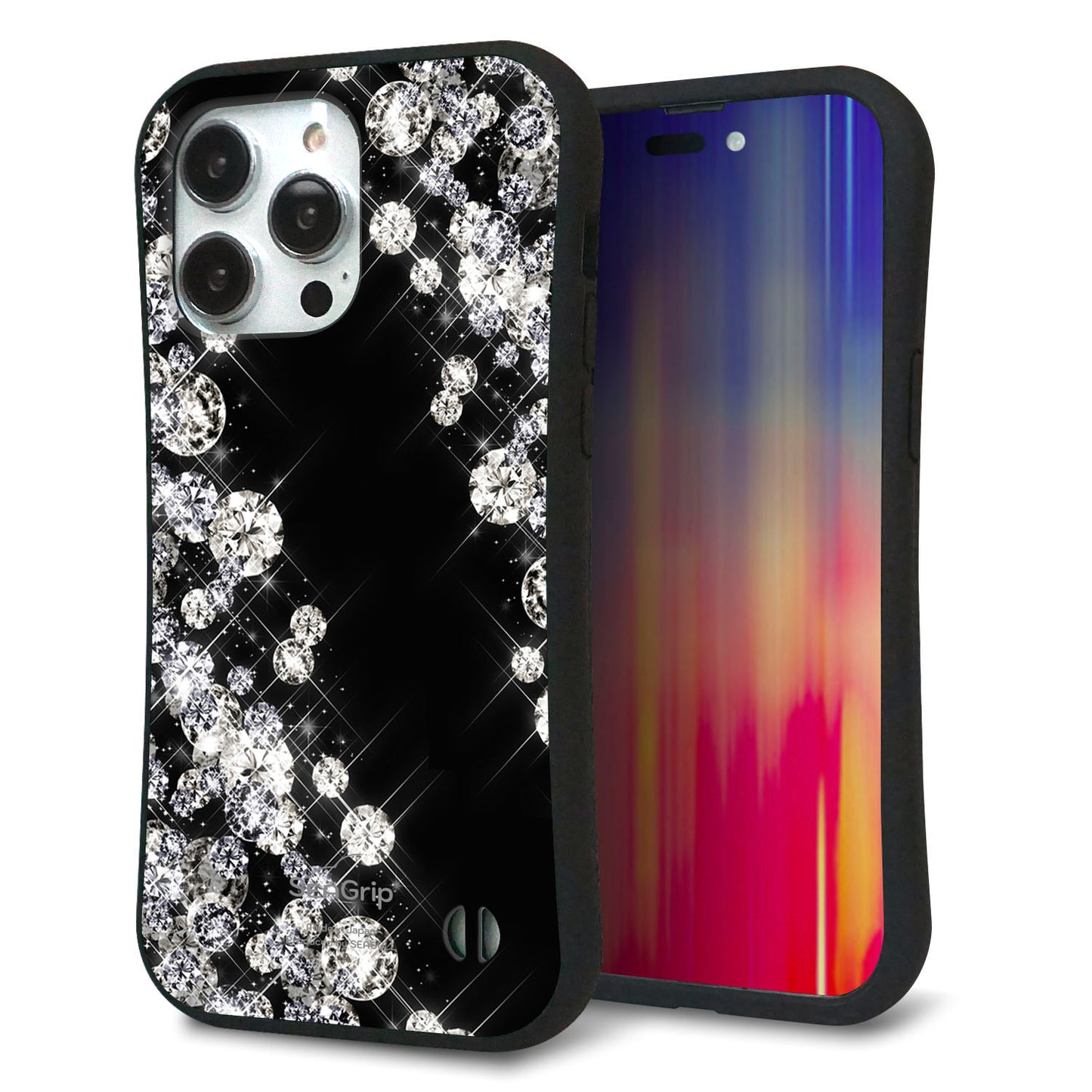 iPhone14 Pro Max スマホケース 「SEA Grip」 グリップケース Sライン 【VA871 ダイヤモンドフレーム】 UV印刷