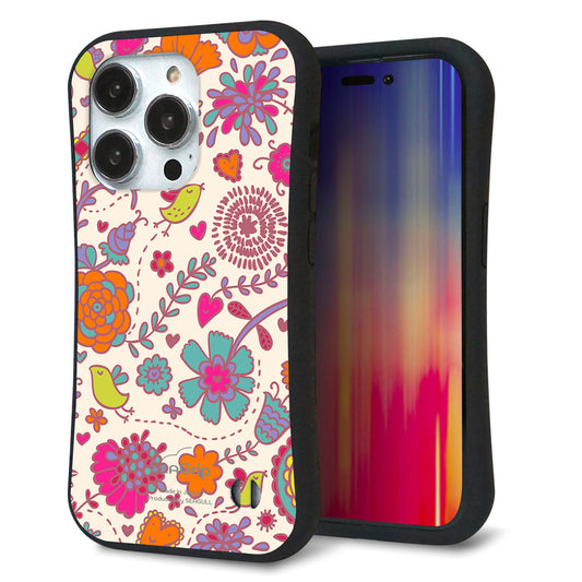 iPhone14 Pro スマホケース 「SEA Grip」 グリップケース Sライン 【323 小鳥と花】 UV印刷